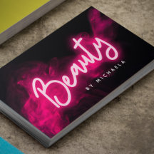 Modernt rosa neon- och rökeffektsskönhetssalong