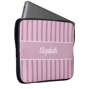 Modernt rosa och mauve-randigt laptopsleeve laptop fodral