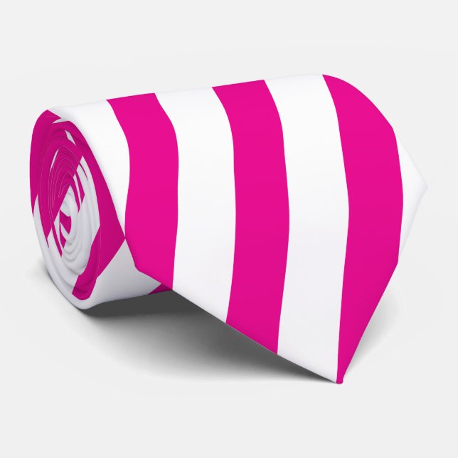 Modernt rosa och vitt diagonalt randigt slips (Rullad)