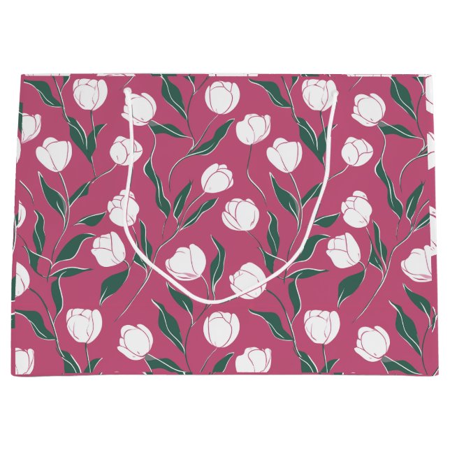 Modernt rosa tulpan vit blommönster (Framsidan)