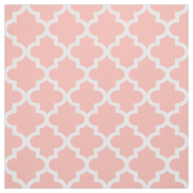 Modernt rosabränd rosa och vit Quatrefoil-mönster Tyg (Provkarta)