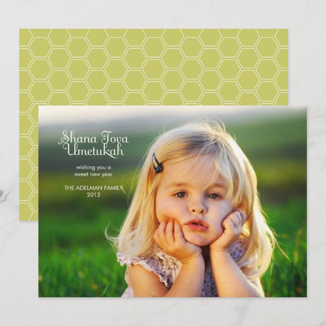 Modernt Rosh Hashanah-foto-kort Julkort (Fram/baksida)