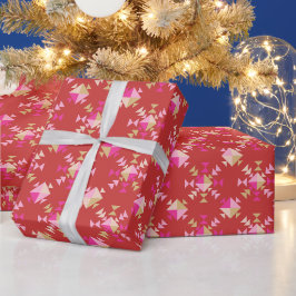 Modernt rött rosa guld geometriskt snöflingormönst presentpapper