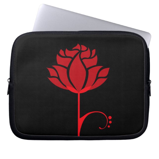 Modernt rött rosfodral för bärbar dator laptop sleeve (Framsidan)
