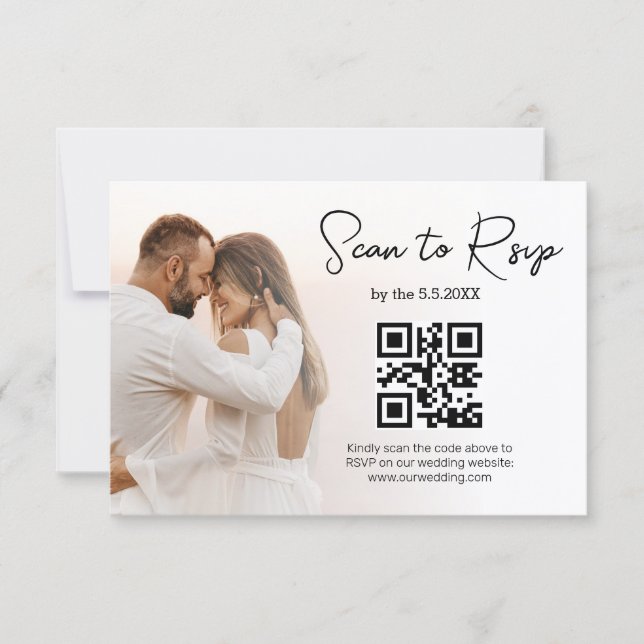 modernt rsvp qr-kod minimalistiskt bröllopsfotokor meddelande (Framsida)