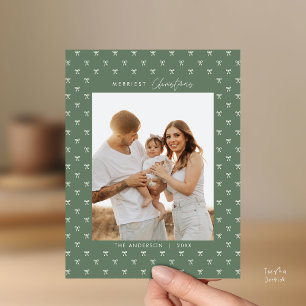 Modernt Salong Grön Mönster Familj Foto Jul Vykort