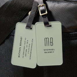 Modernt salvia grönt monogram  bagagebricka