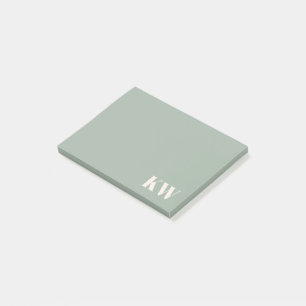 Modernt salviagrönt monogram initialer personligt post-it block