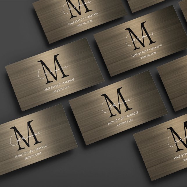 Modernt sepia-monogram i scriptstil visitkort (Skapare uppladdad)