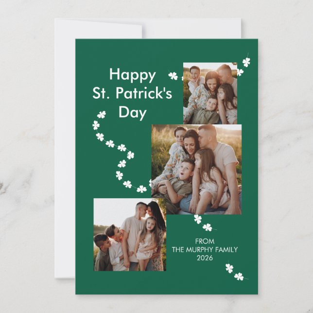 Modernt shamrock för St. Patrick's Day-familj med  Julkort (Framsida)