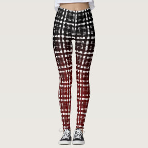 Modernt Shibori för ny röd pläd tryck Leggings