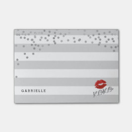 Modernt silver, görar randig och kysser post-it block