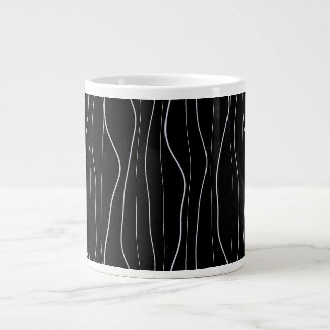 Modernt silvervågigt linjemönster jumbo mugg (Framsidan)