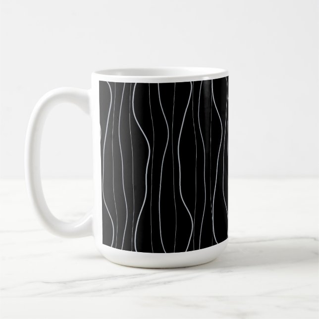 Modernt silvervågigt linjemönster kaffemugg (Vänster)
