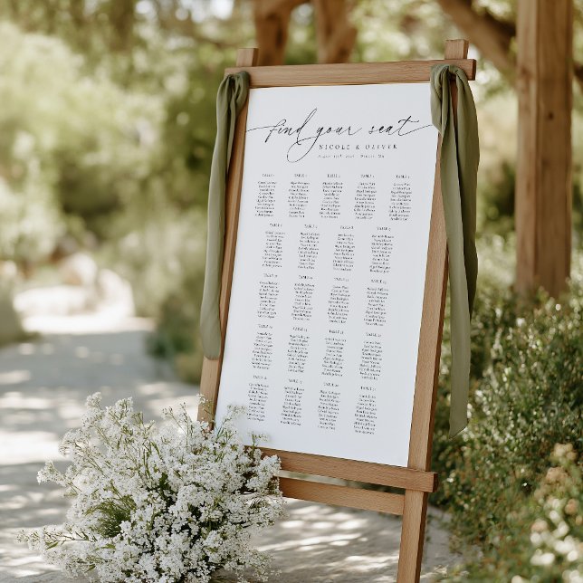 Modernt skript 21 bord Välkomst sittplatskarta Poster (Modern Script 21 Tables Welcome Seating Chart, Seating Plan
)