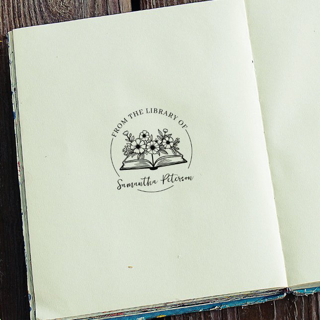 Modernt skript bokmärke, vilda blommor bok stämpel (Skapare uppladdad)