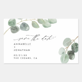 Modernt skript elegant vintage icke foto eukalyptu rektangulärt klistermärke