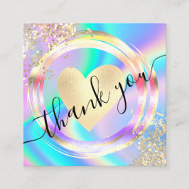 modernt skript - holografiskt tack för din beställ fyrkantigt visitkort