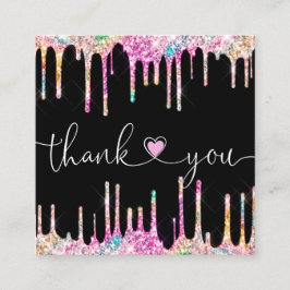 modernt skript - holografiskt tack för din beställ fyrkantigt visitkort