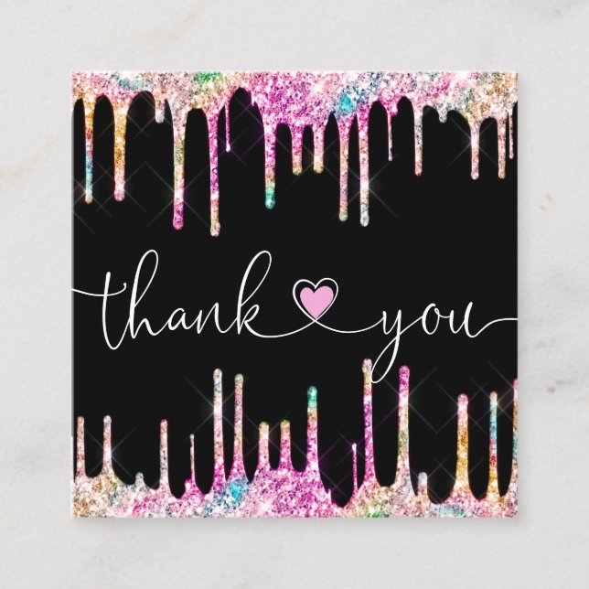 modernt skript - holografiskt tack för din beställ fyrkantigt visitkort (Framsida)