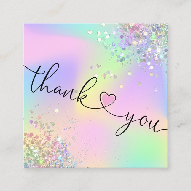 modernt skript - holografiskt tack för din beställ fyrkantigt visitkort (Framsida)