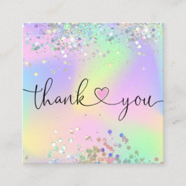 modernt skript - holografiskt tack för din beställ fyrkantigt visitkort