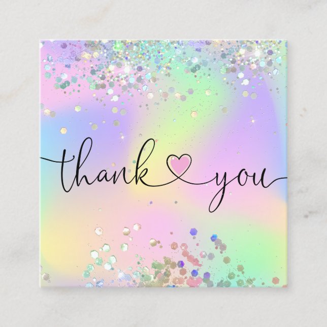 modernt skript - holografiskt tack för din beställ fyrkantigt visitkort (Framsida)