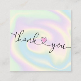 modernt skript - holografiskt tack för din beställ fyrkantigt visitkort