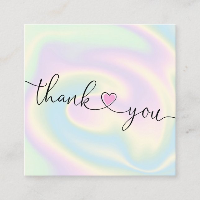 modernt skript - holografiskt tack för din beställ fyrkantigt visitkort (Framsida)
