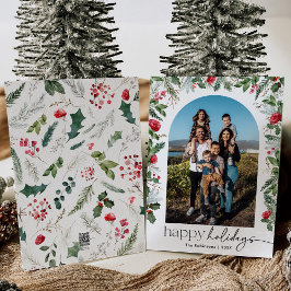 Modernt skript med elegant botanisk valv 1 foto julkort