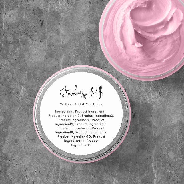 Modernt skript minimalistiska ingredienser etikett (Skapare uppladdad)