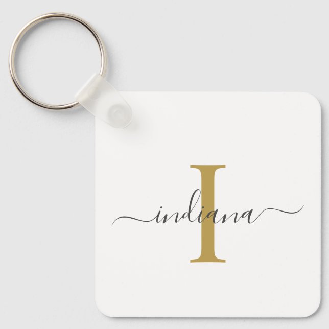 Modernt skript monogram elegant namn nyckelring (Framsida)