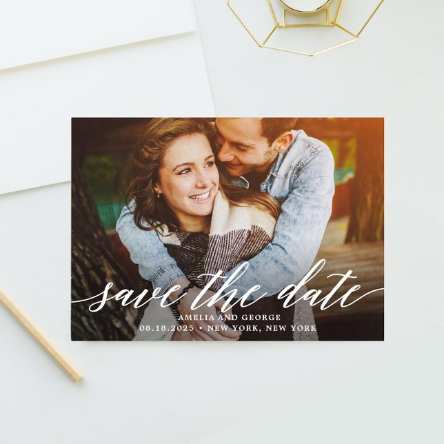 Modernt skript REDIGERBAR FÄRG Save The Date-kort Tack Kort (Skapare uppladdad)