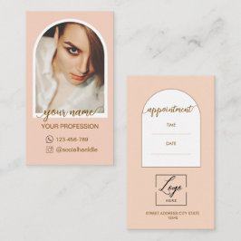 Modernt skript rosa foto qr-kod logotyp tidsbeställning kort