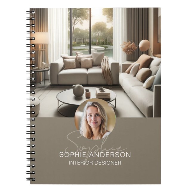 Modernt skriptnamn Foto QR Professionell Anteckningsbok (Framsidan)