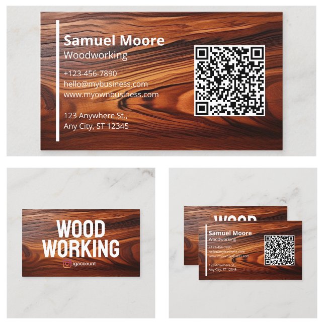Modernt Snickeri och Träarbete Visitkort (Modern Woodworking Carpentry Business Card
)