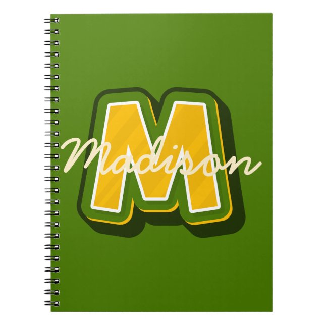 Modernt snyggt monogram pojkhäfte anteckningsbok (Framsidan)
