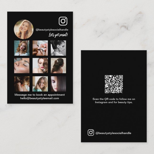Modernt socialt media-kort med QR-kod Visitkort (Fram/baksida)