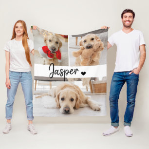 Modernt sött husdjur Namn Hund 3 Foto Fleecefilt