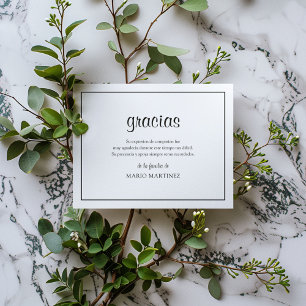 Modernt spanska Tack Sympati tackkort Kort