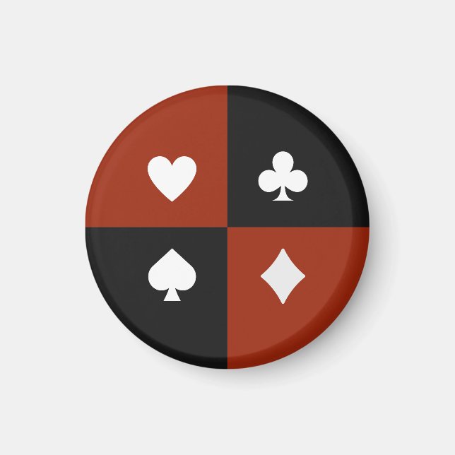 Modernt spelkortsfärg Pokergave & Bridge-gåva Magnet (Framsidan)