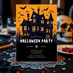 Modernt Spökhus Halloweenfest Inbjudningar