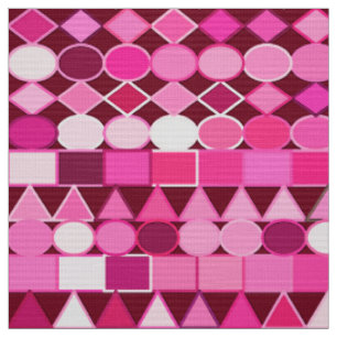 Modernt stam- geometriskt, Burgundy och rosor Tyg