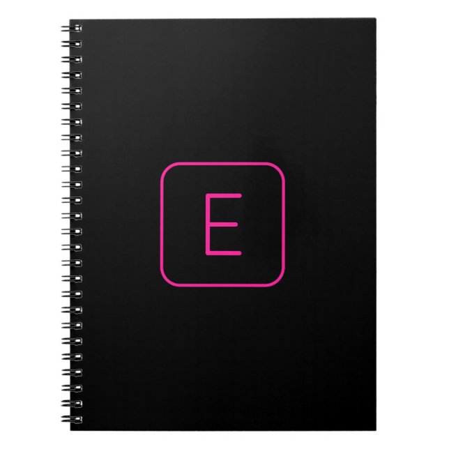 Modernt stiliserad initialmonogram | Rosa & Svart Anteckningsbok (Framsidan)
