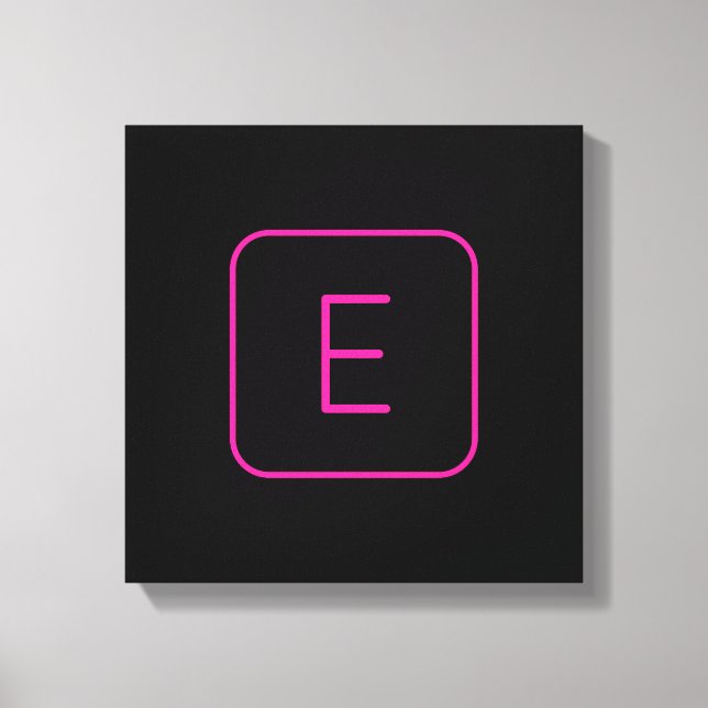 Modernt stiliserad initialmonogram | Rosa & Svart Canvastryck (Framsida)