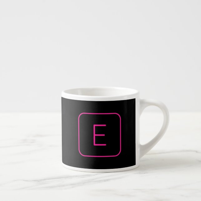 Modernt stiliserad initialmonogram | Rosa & Svart Espressomugg (Höger)