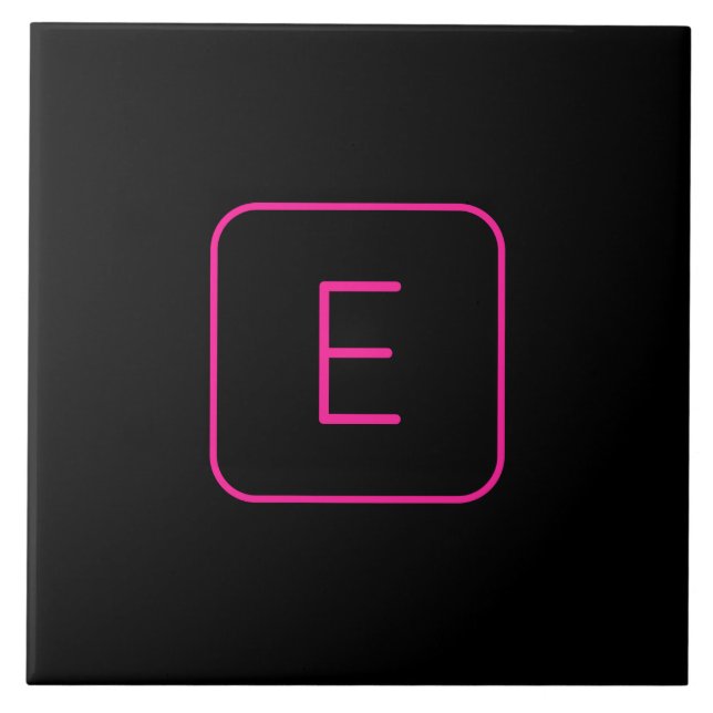 Modernt stiliserad initialmonogram | Rosa & Svart Kakelplatta (Framsidan)
