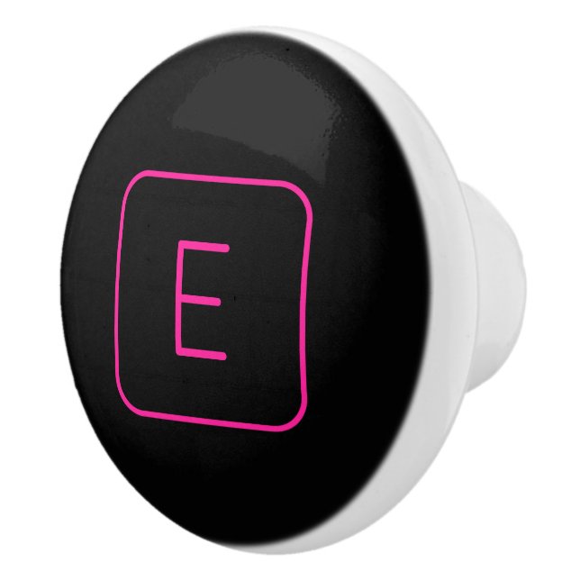 Modernt stiliserad initialmonogram | Rosa & Svart Knopp (Höger)