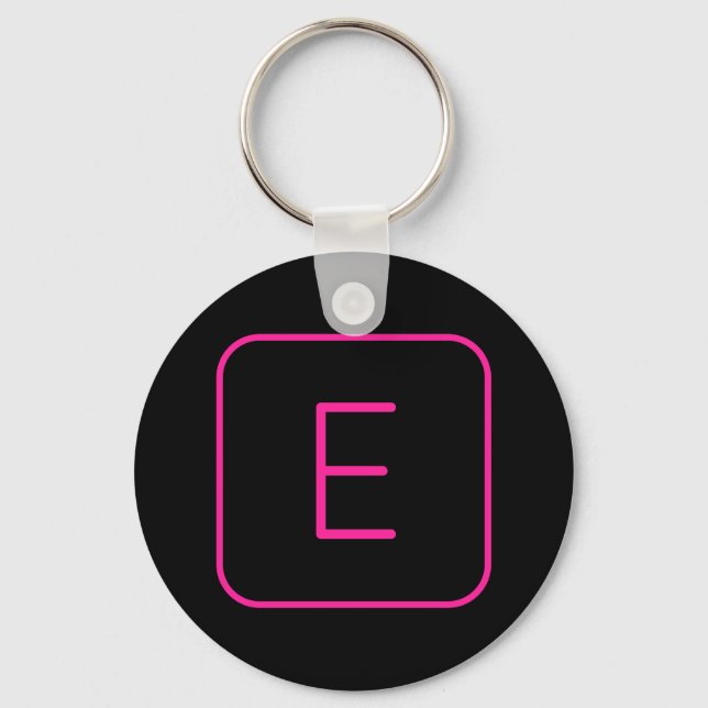 Modernt stiliserad initialmonogram | Rosa & Svart Nyckelring (Framsida)