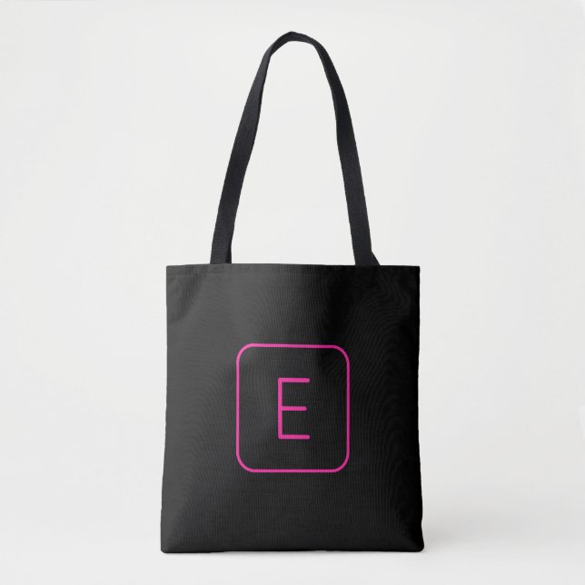Modernt stiliserad initialmonogram | Rosa & Svart Tygkasse (Framsida)